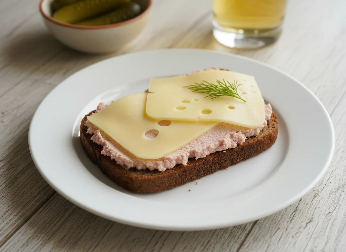 Бутерброд с колбасой и сыр photo