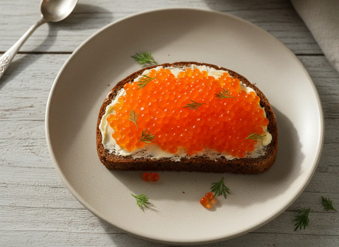 Бутерброд с маслом и икрой photo