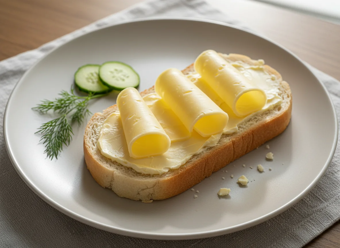 Бутерброд с маслом и сыром photo