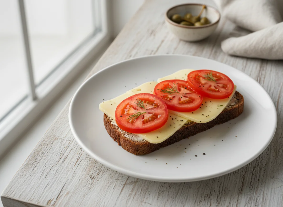 Бутерброд с сыром и помидором photo