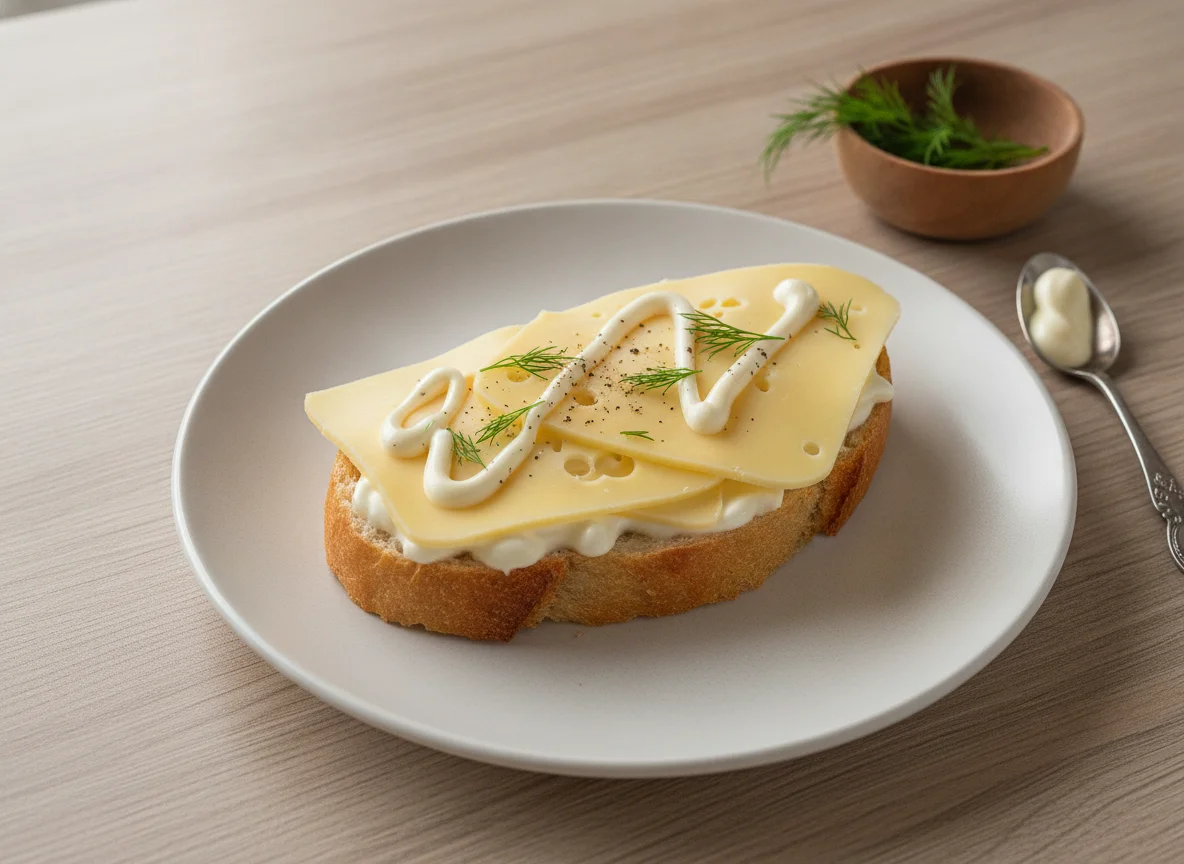 Бутерброд с сыром и соусом photo