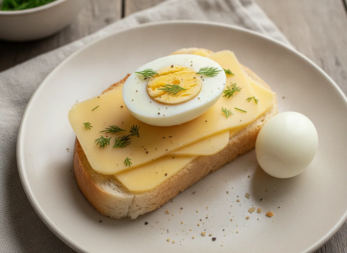 Бутерброд с сыром и вареное яйцо photo