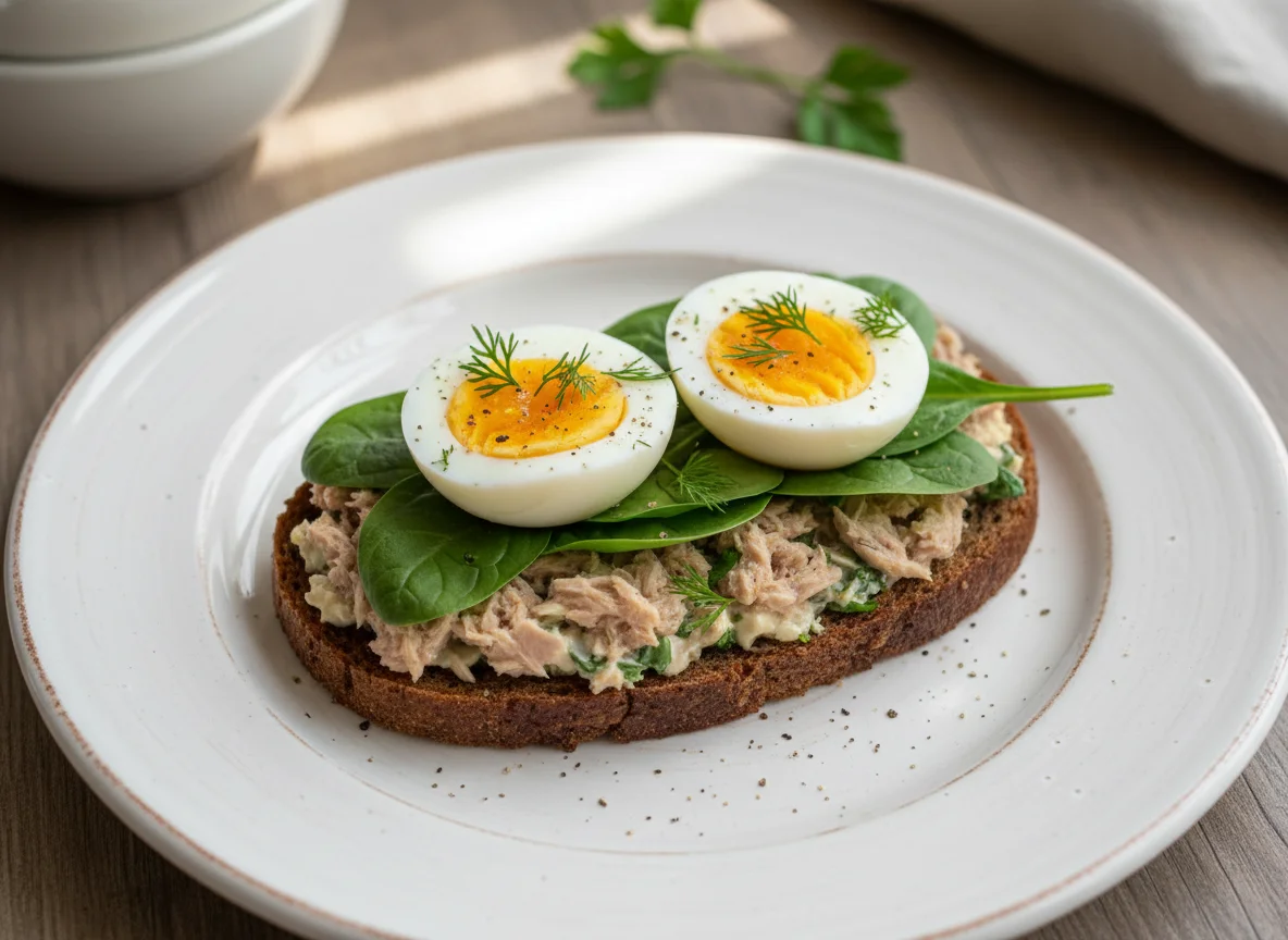 Бутерброд с тунцом и яйцами photo