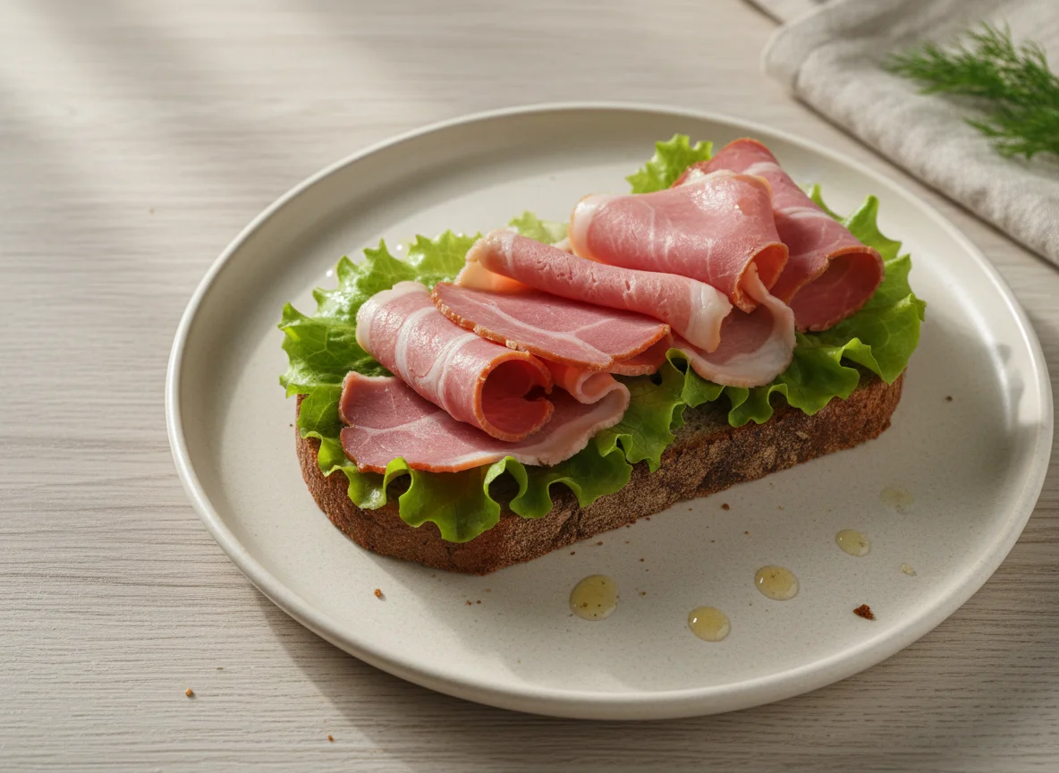 Бутерброд с ветчиной и салатом photo