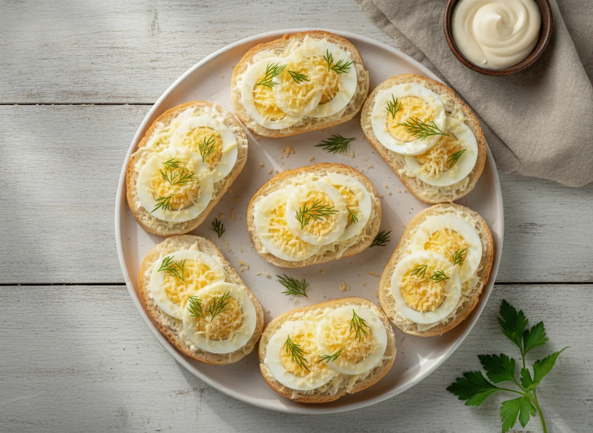 Бутерброды с яйцом и сыром photo