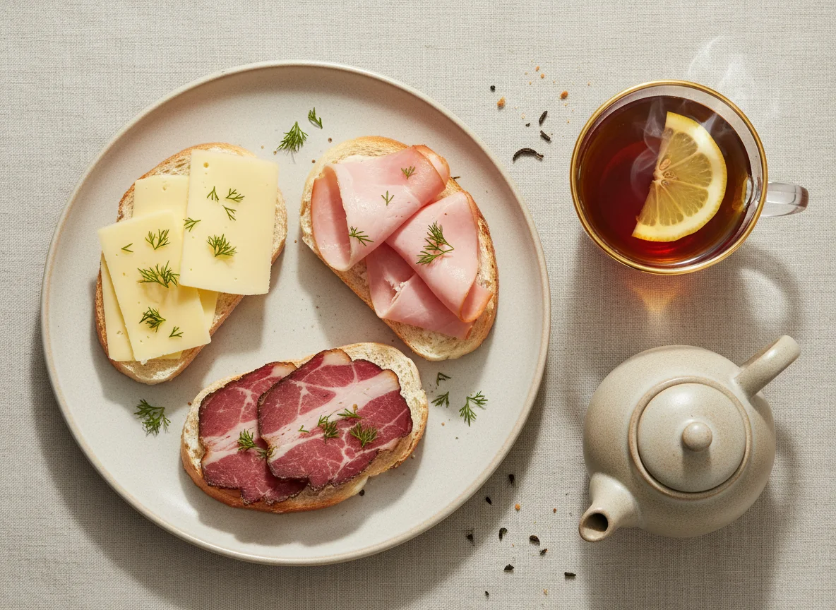 Бутерброды с чаем photo