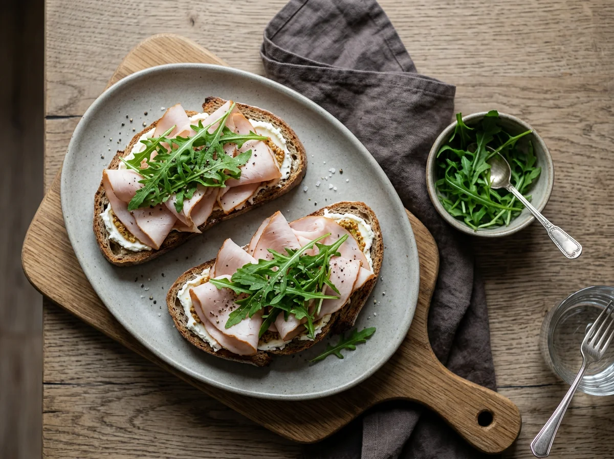 Бутерброды с индейкой и рукколой photo