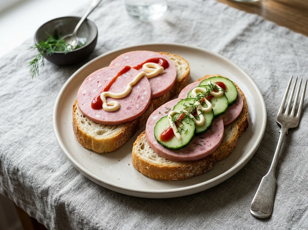 Бутерброды с колбасой и огурцом photo