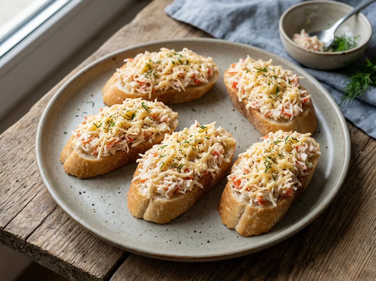 Бутерброды с крабовыми палочками и сыром photo