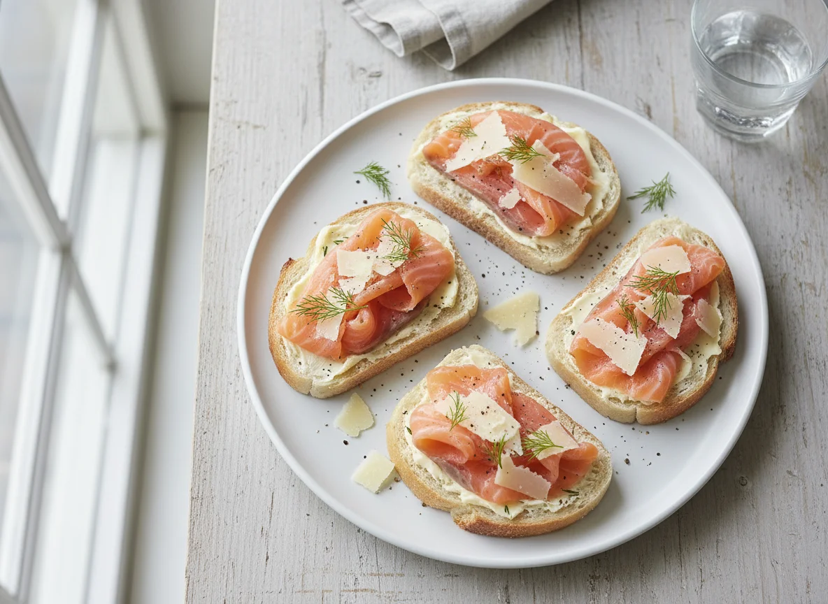 Бутерброды с лососем и сыром photo