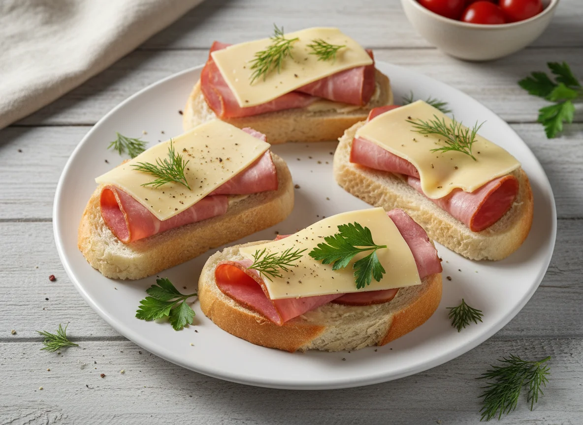 Бутерброды с мясом и сыром photo
