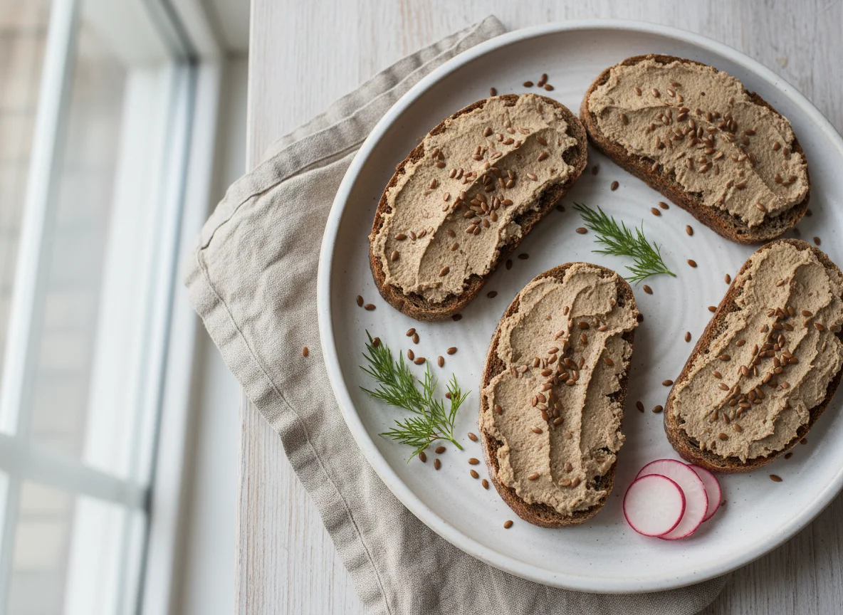 Бутерброды с паштетом и семенами льна photo