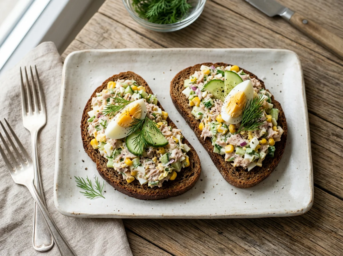 Бутерброды с салатом из тунца photo