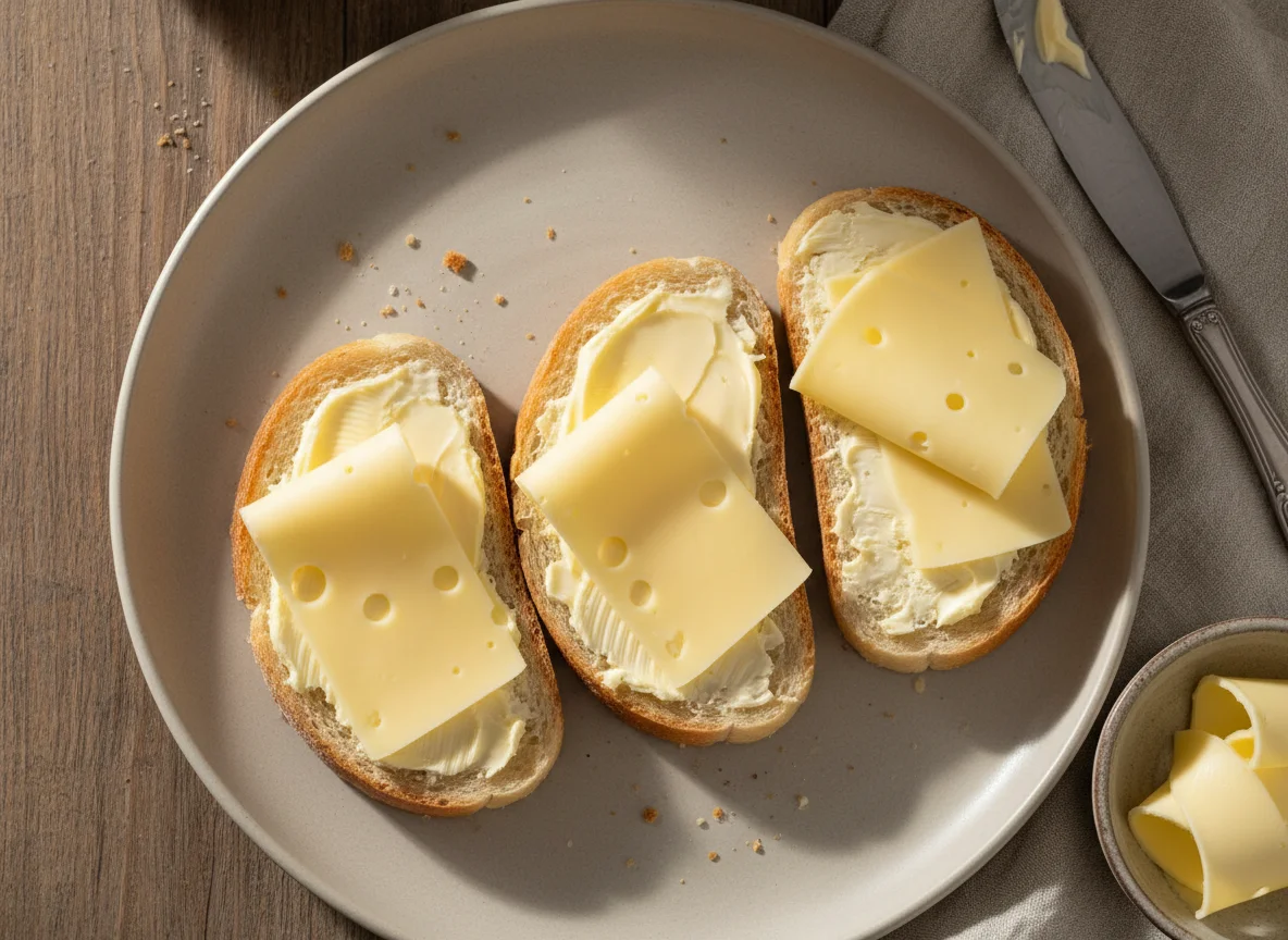 Бутерброды с сыром и маслом photo