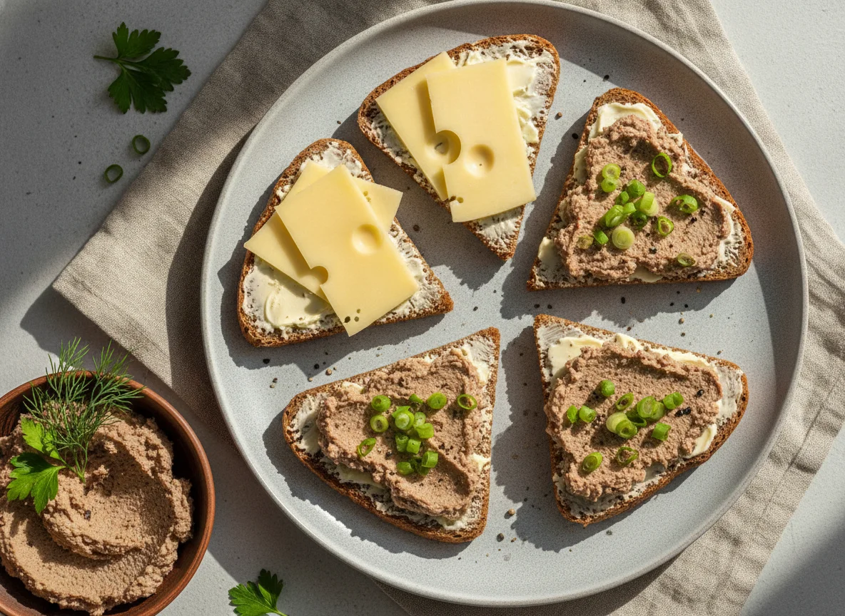 Бутерброды с сыром и паштетом photo