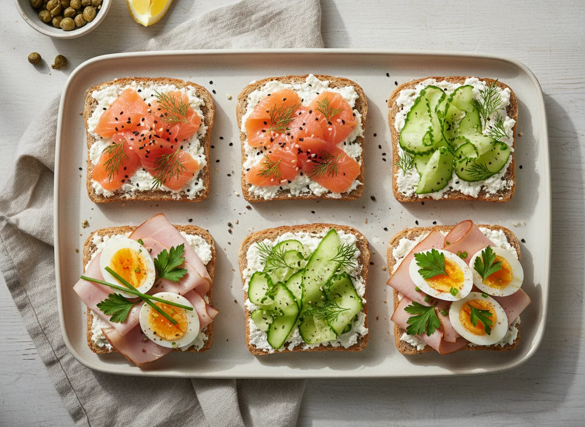 Бутерброды с творогом и различными начинками photo