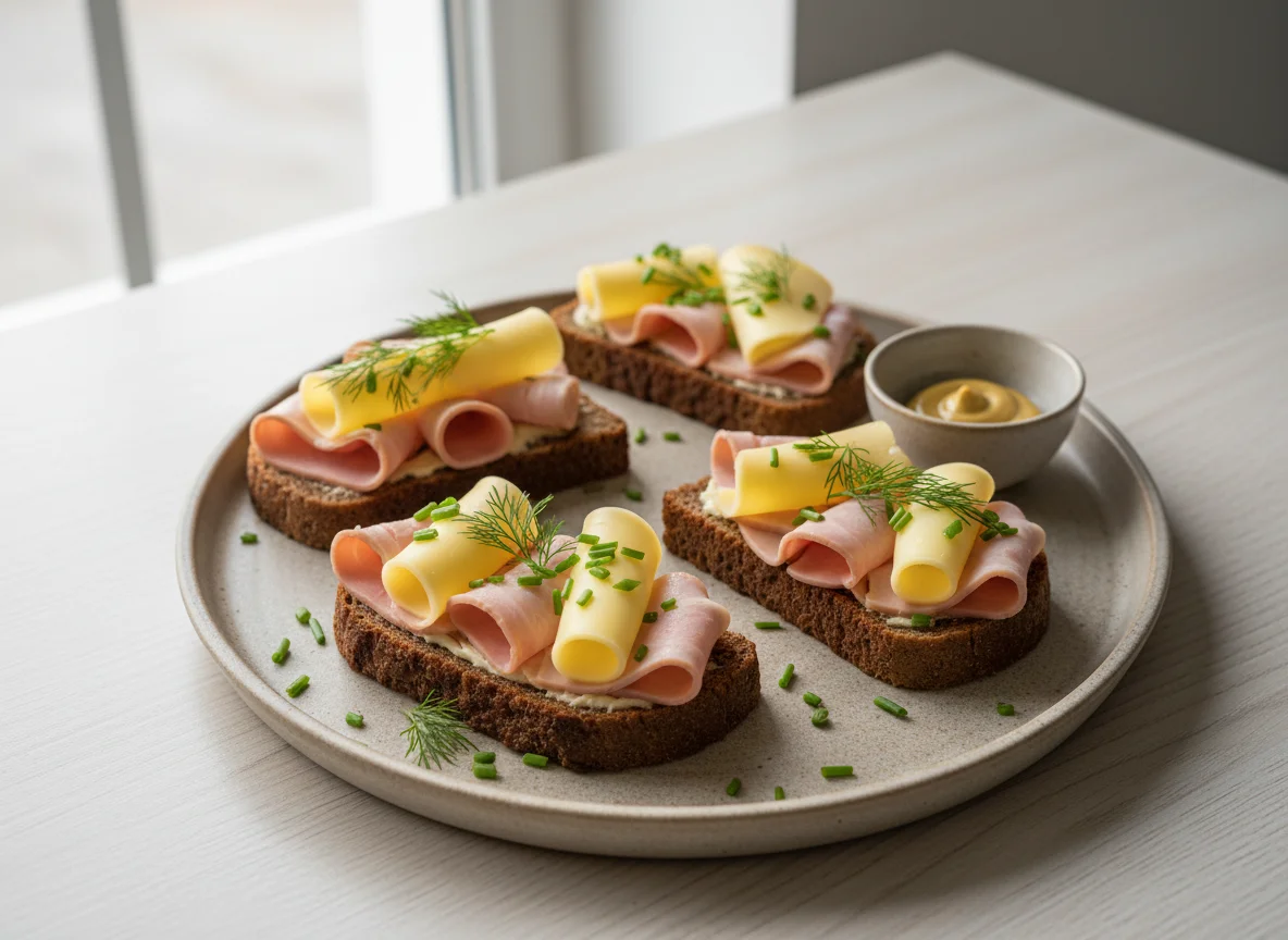 Бутерброды с ветчиной и сыром photo