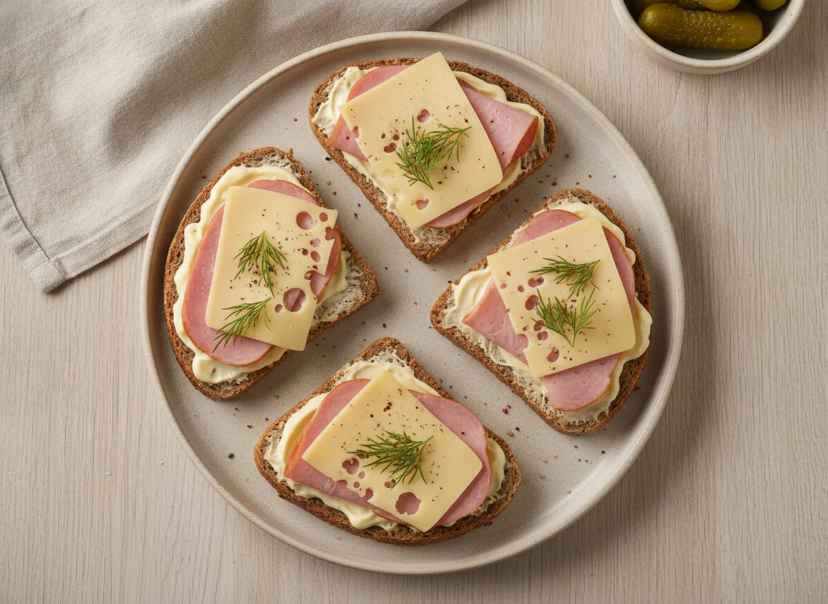Бутерброды с ветчиной, сыром и майонезом photo