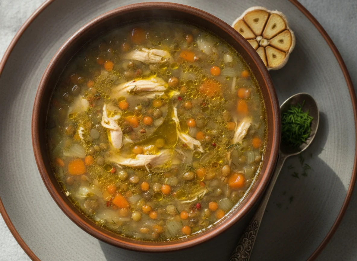 Чечевичный суп с курицей photo