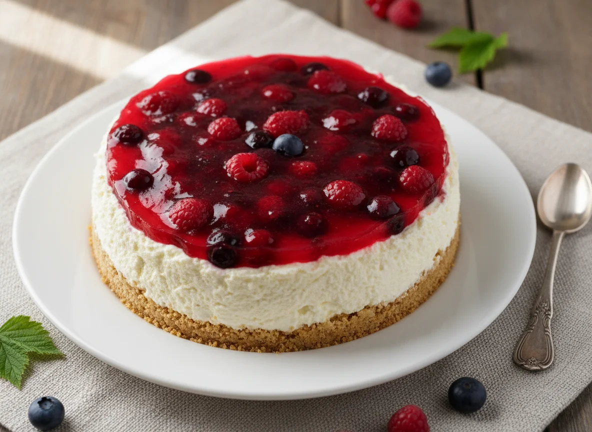 Чизкейк с ягодным желе photo