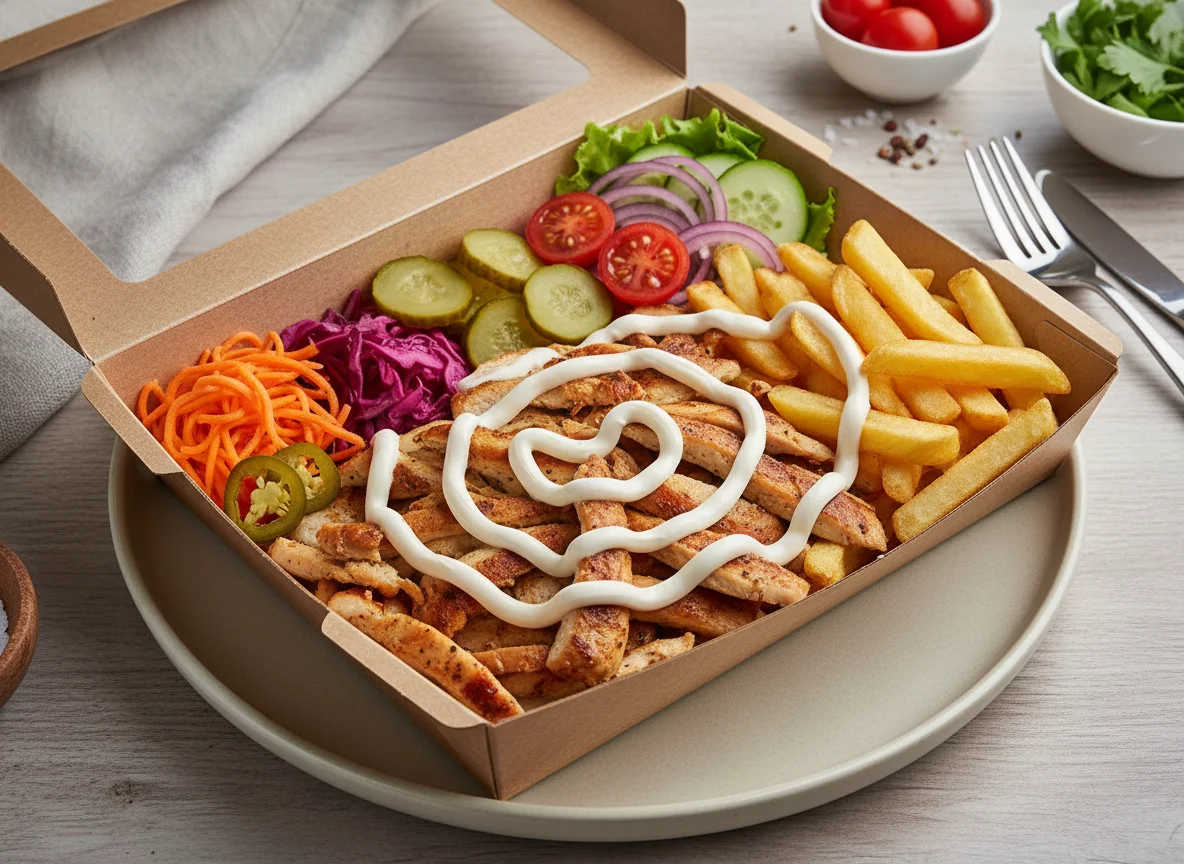 Дёнер-бокс с курицей и овощами photo