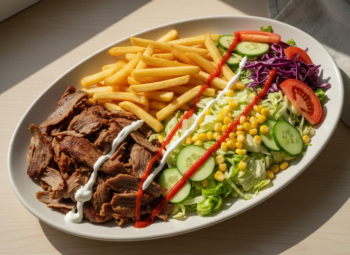 Дёнер-кебаб на тарелке photo