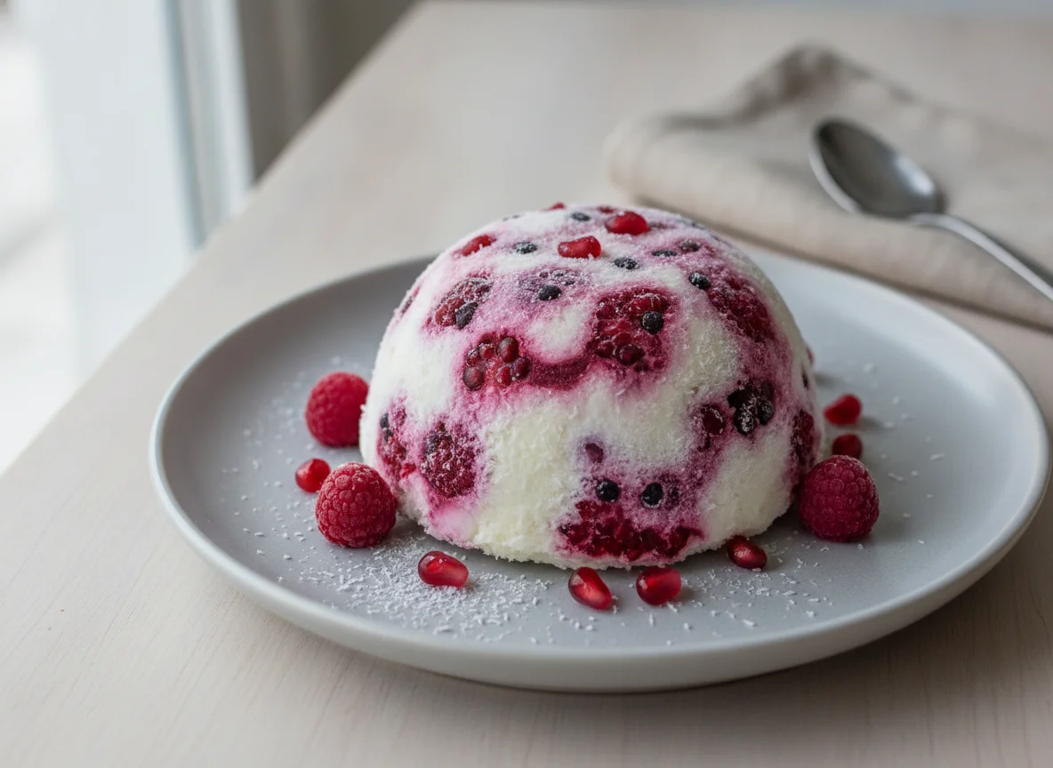 Десерт кокосовый Гранат-Малина замороженный photo