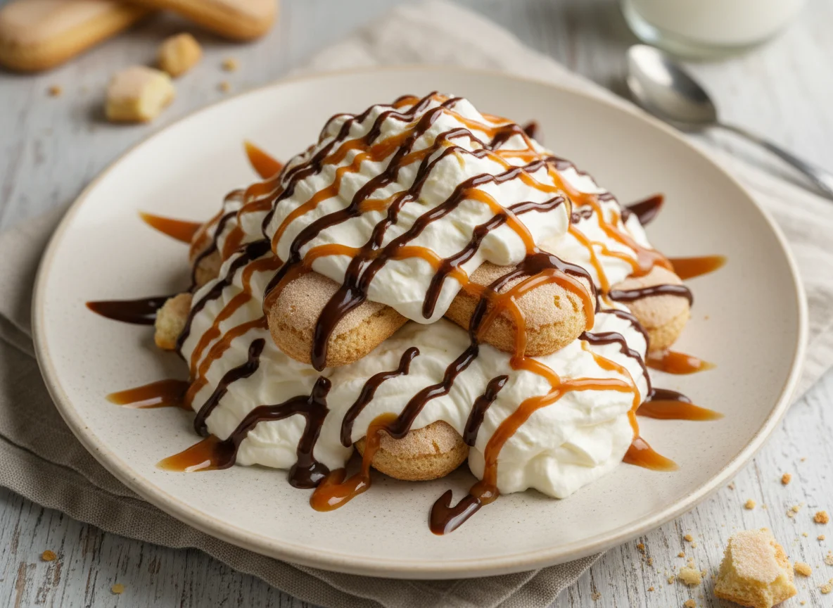 Десерт с печеньем и кремом photo