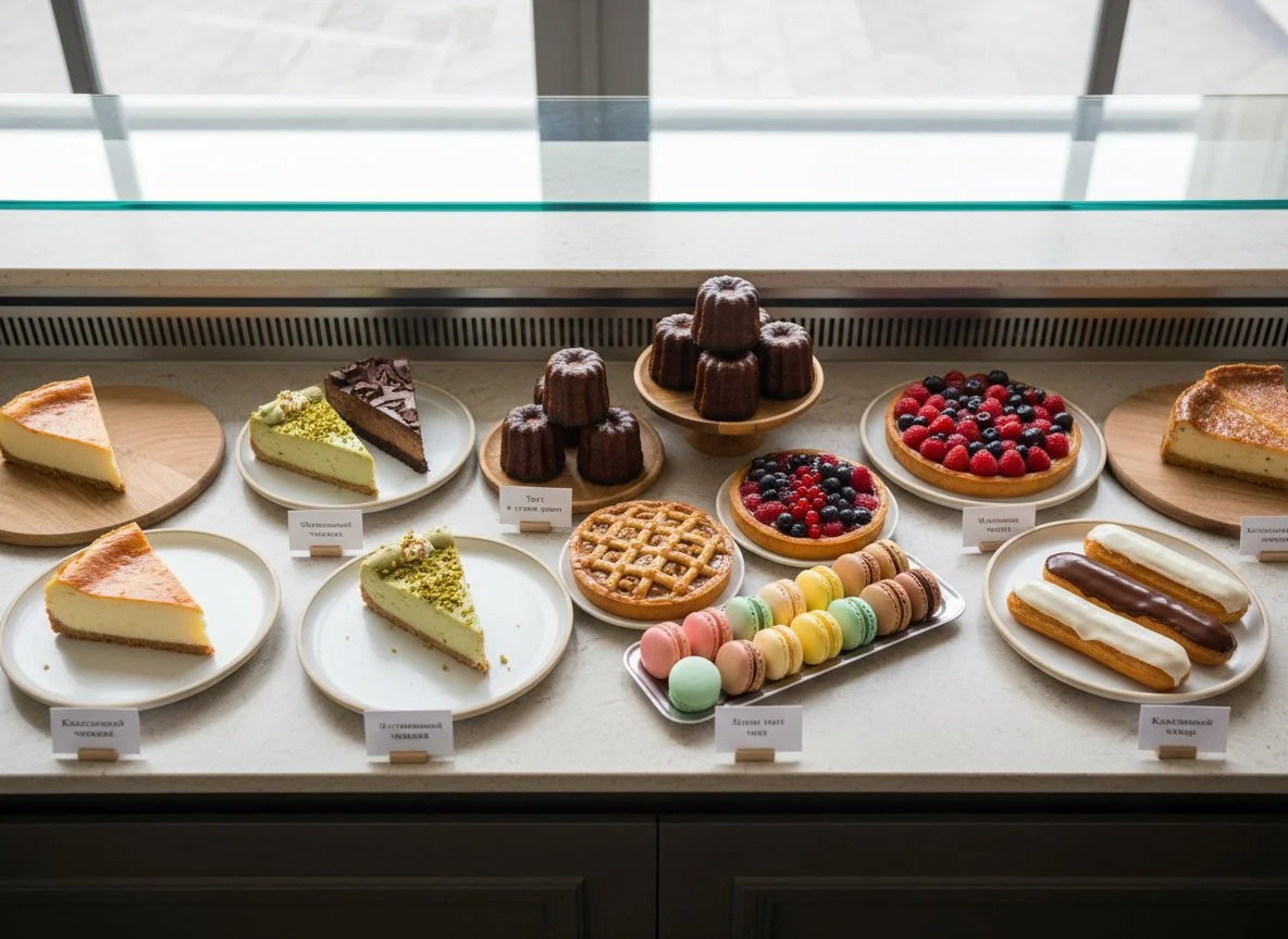 Десерты в витрине photo