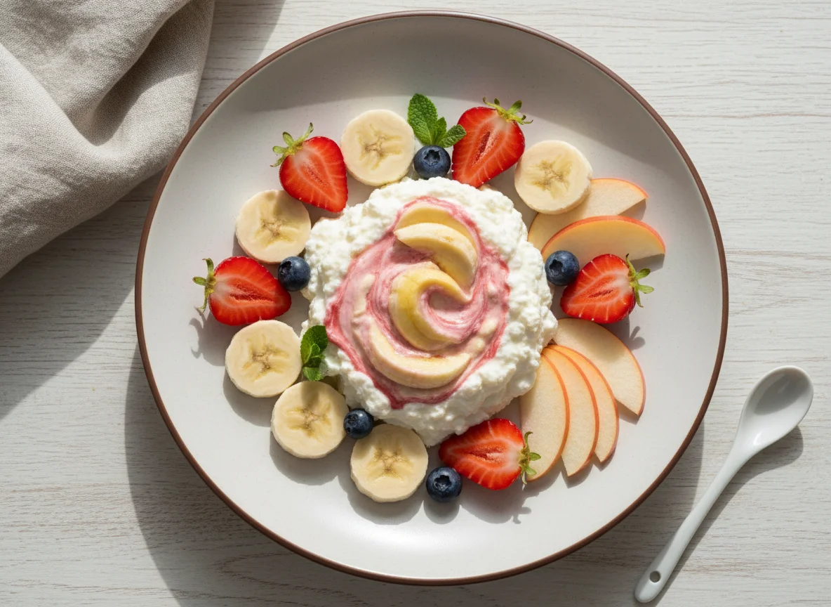 Детский творог ФрутоНяня Клубника банан яблоко photo