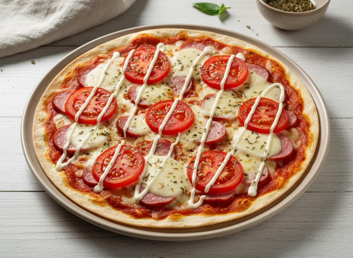 Домашняя пицца на тонком тесте photo