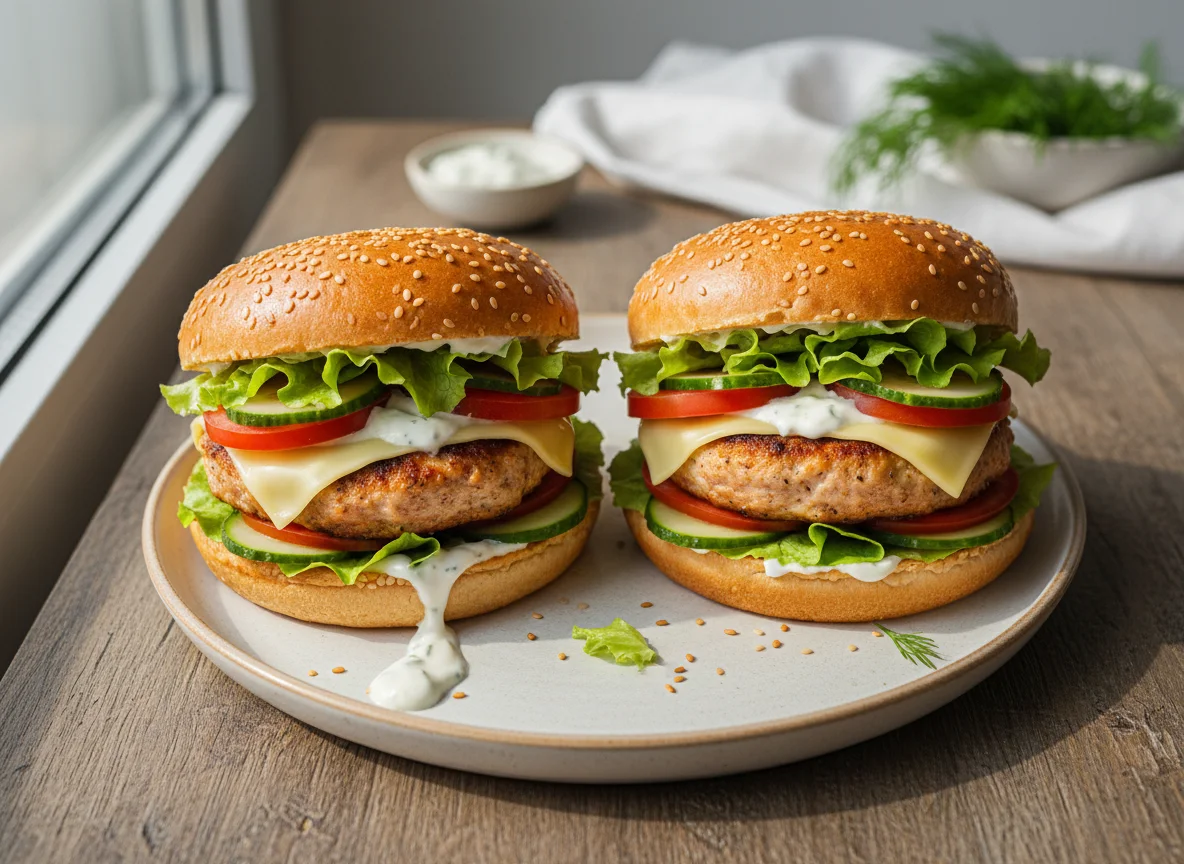 Домашние бургеры с куриной котлетой photo