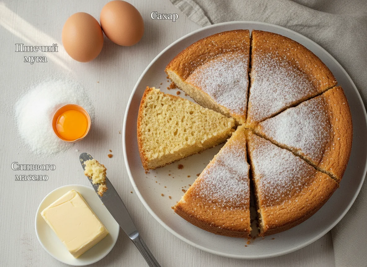Домашний бисквитный пирог photo