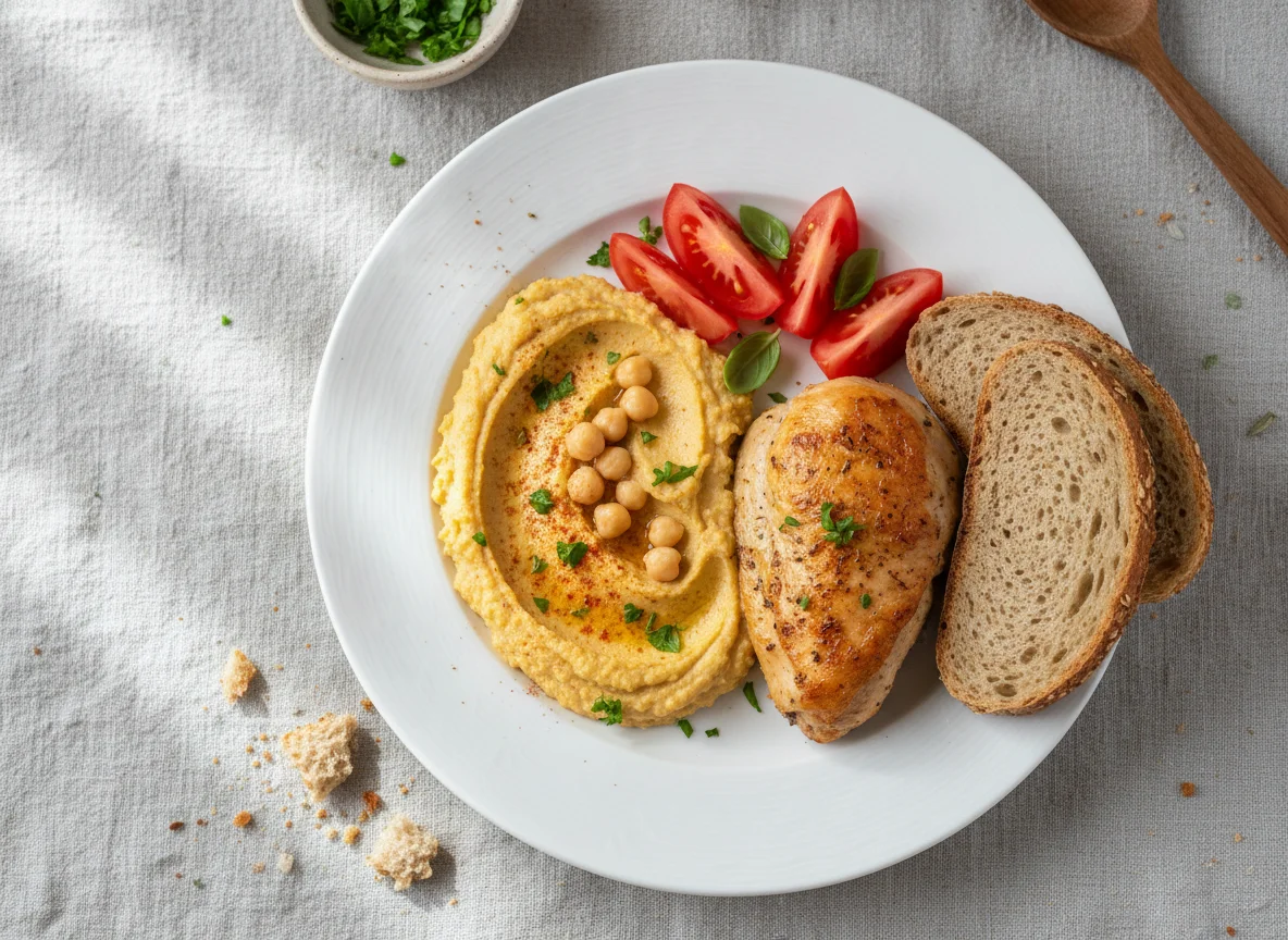 Домашний обед с курицей и гарниром photo