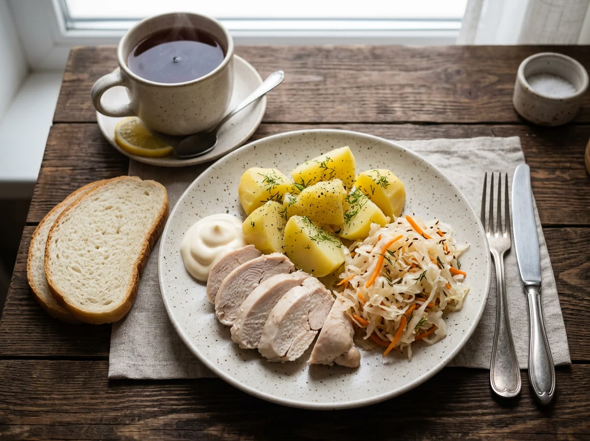 Домашний обед с курицей и картофелем photo