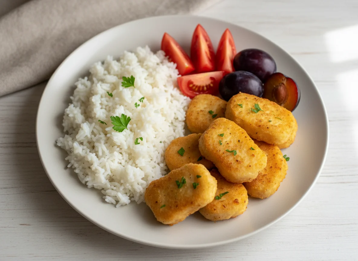 Домашний обед с наггетсами photo