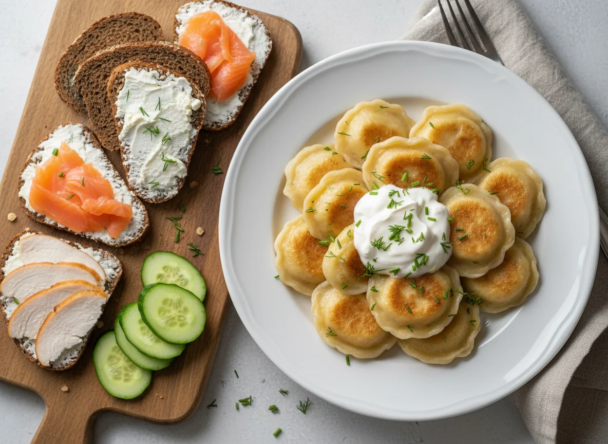 Домашний обед с варениками и закусками photo