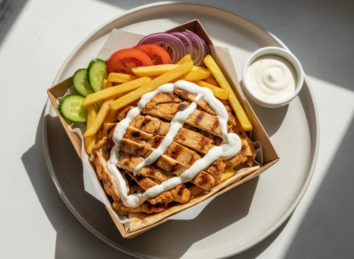 Доннер-бокс с курицей и картофелем фри photo