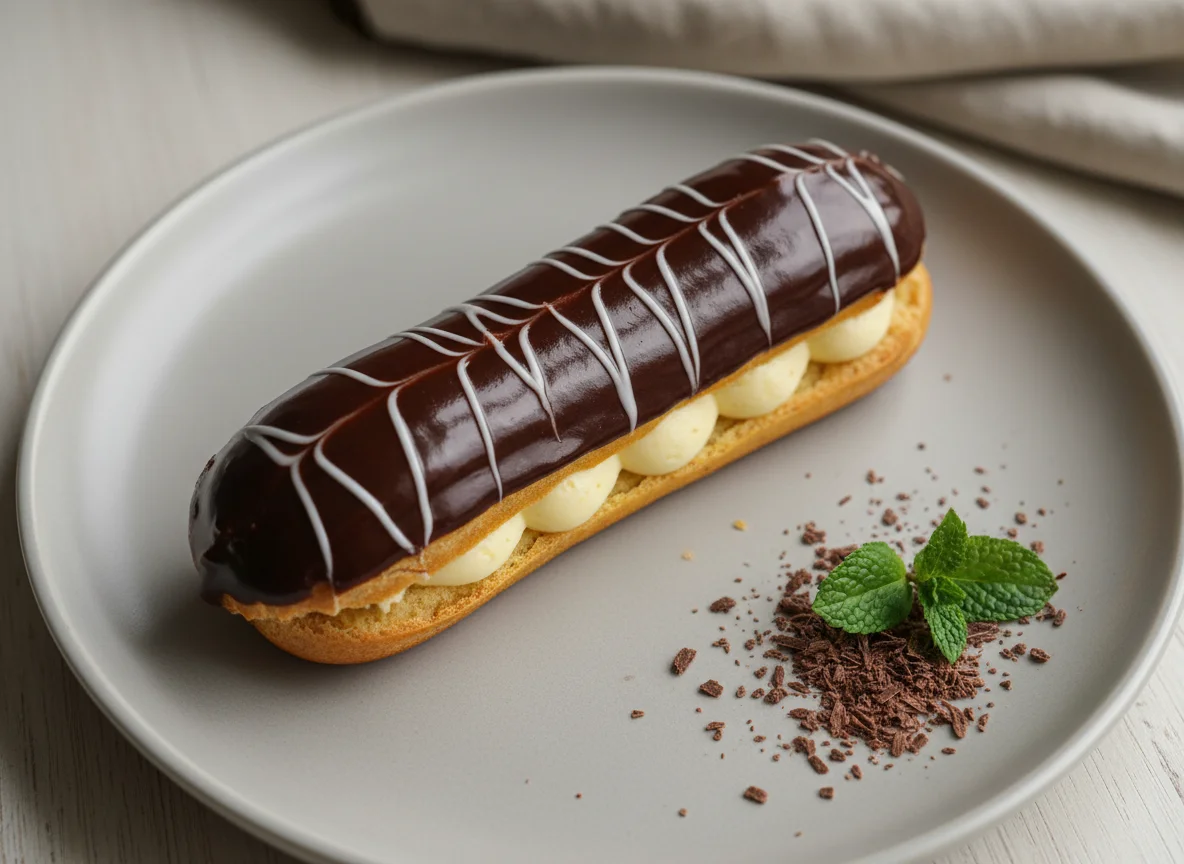 Эклер с шоколадной глазурью photo