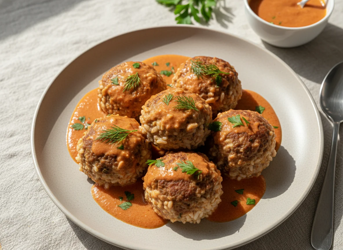 Ёжики с соусом photo