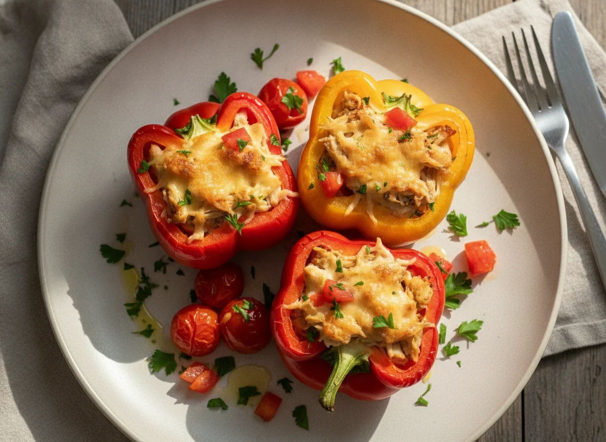 Фаршированный перец с курицей и сыром photo