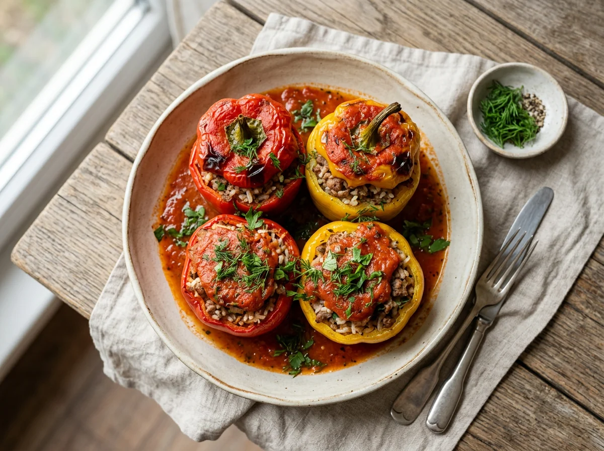 Фаршированный перец с мясом и рисом photo