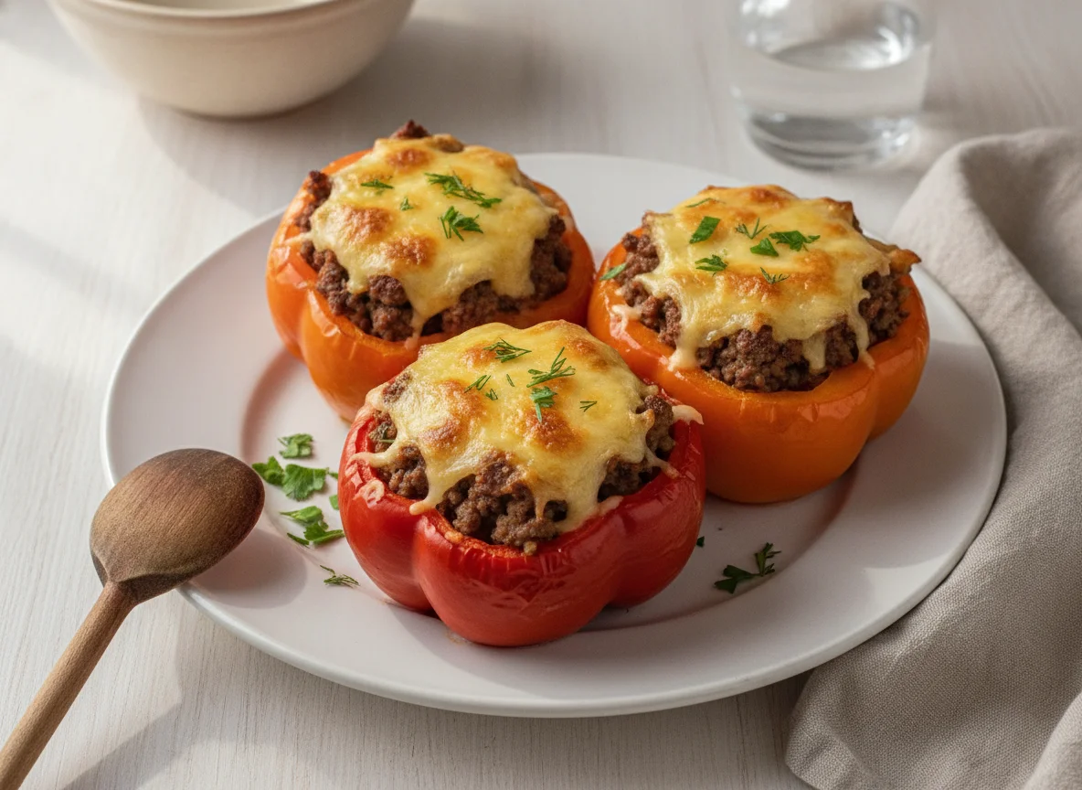 Фаршированный перец с мясом и сыром photo