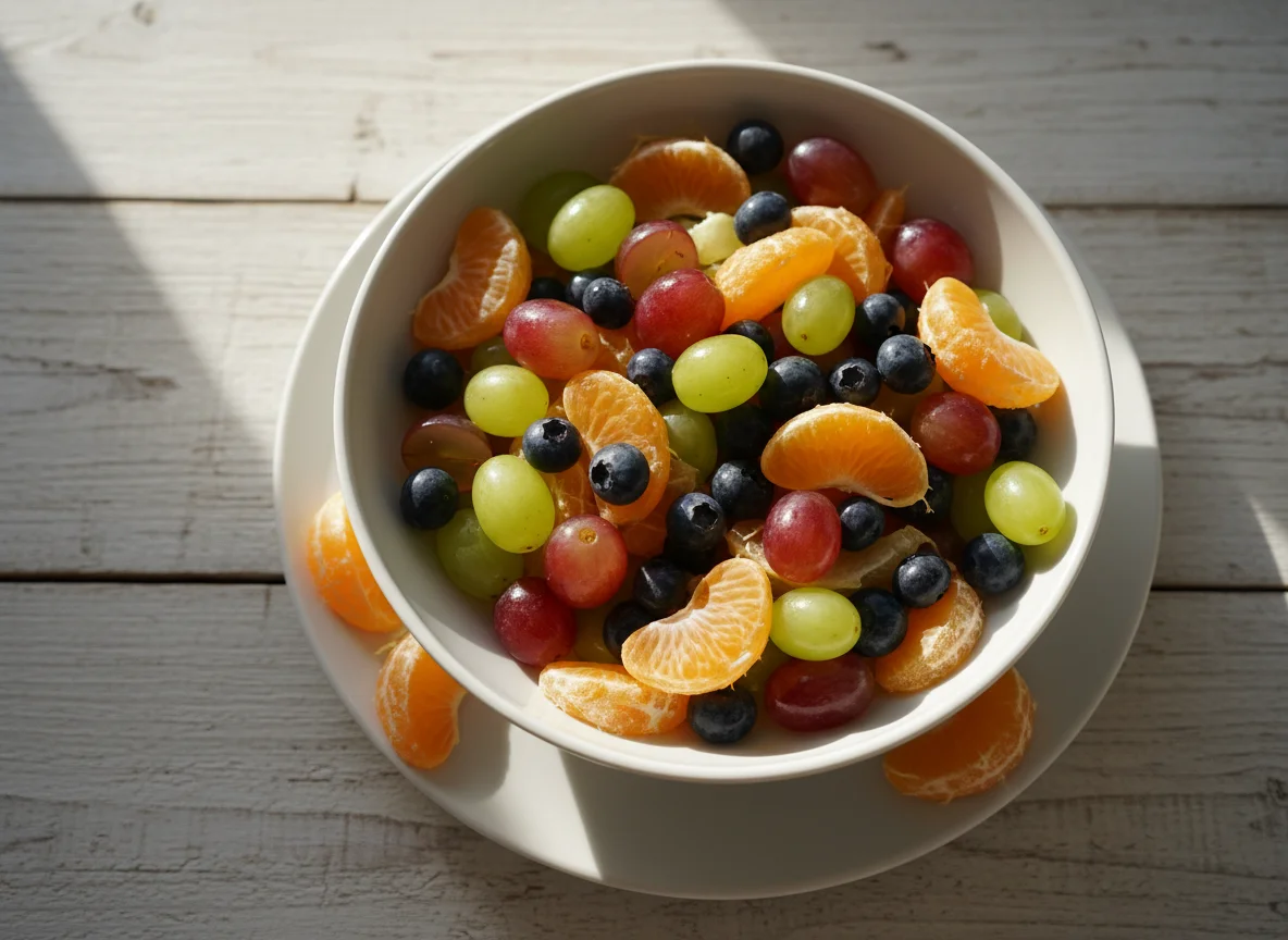 Фруктовый салат и мандарин photo