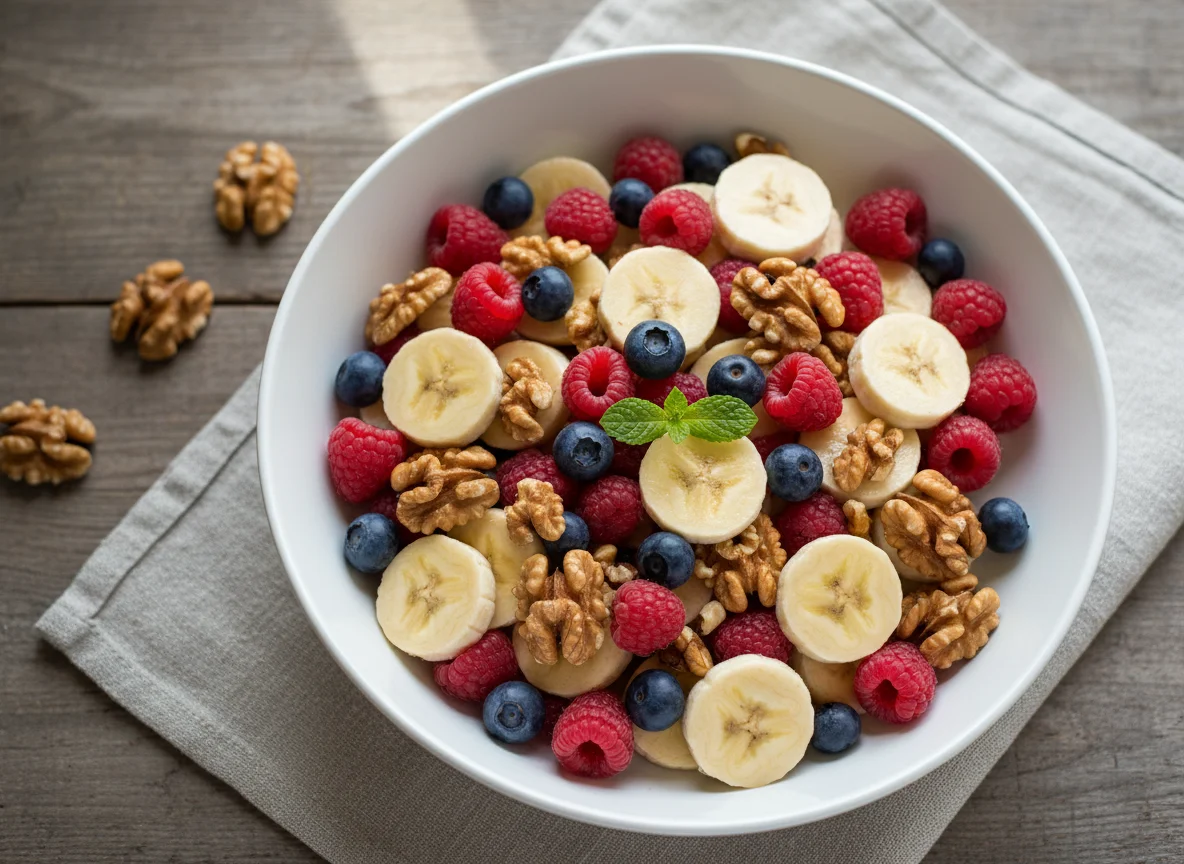 Фруктовый салат с орехами photo