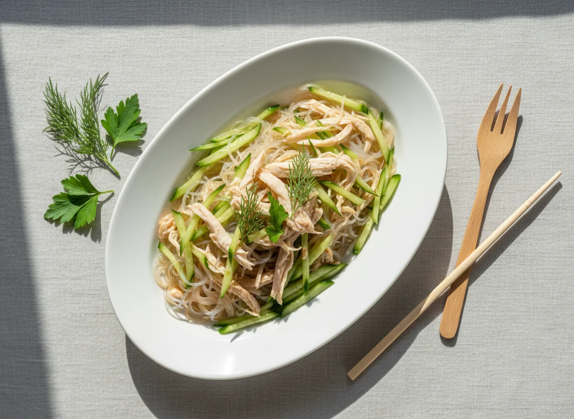 Фунчоза с курицей и огурцом photo