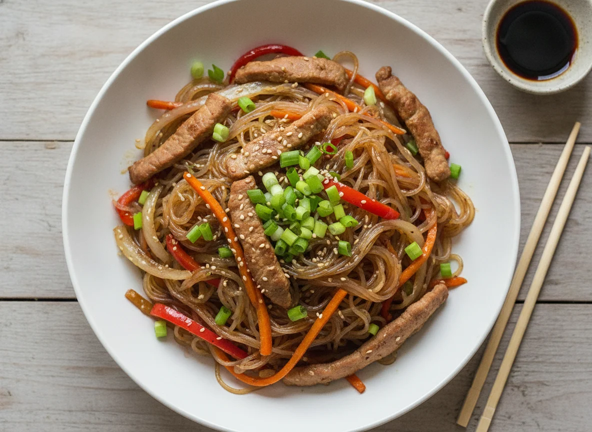 Фунчоза со свининой и овощами photo
