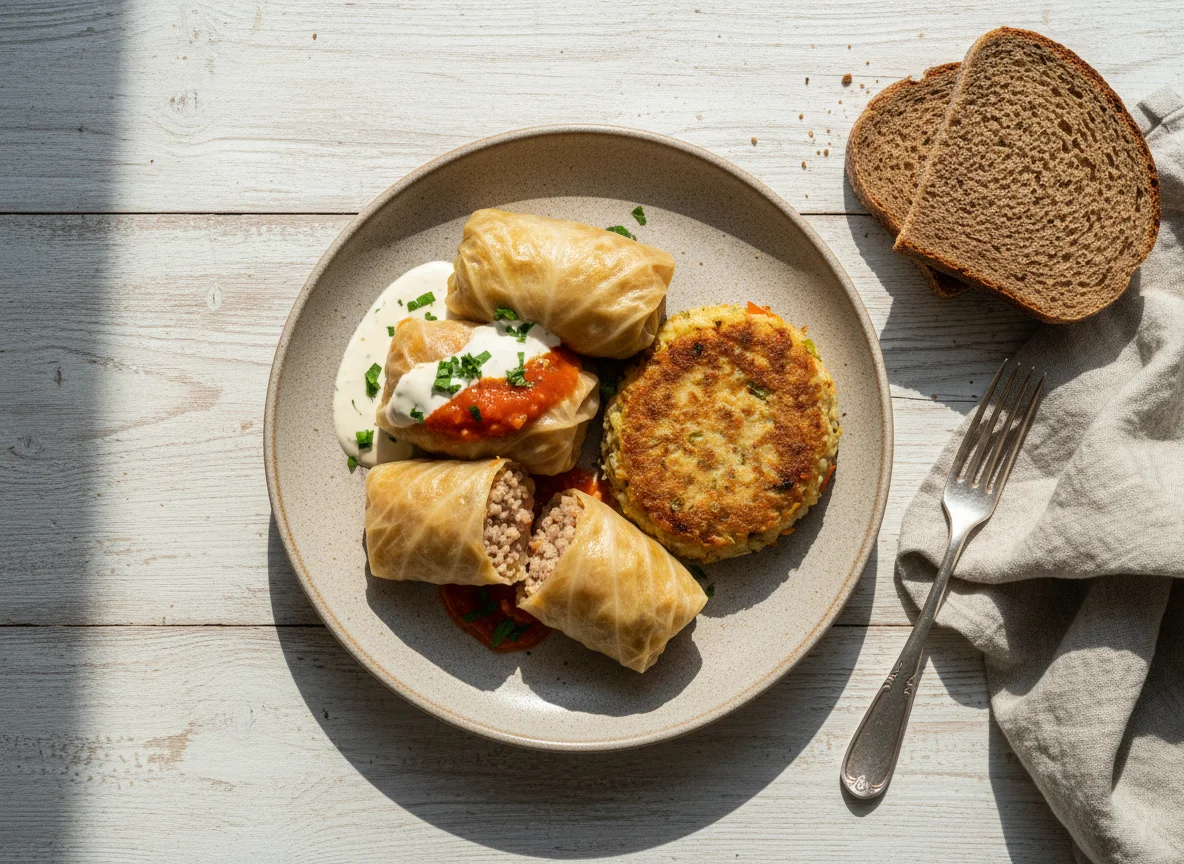 Голубцы и котлета photo