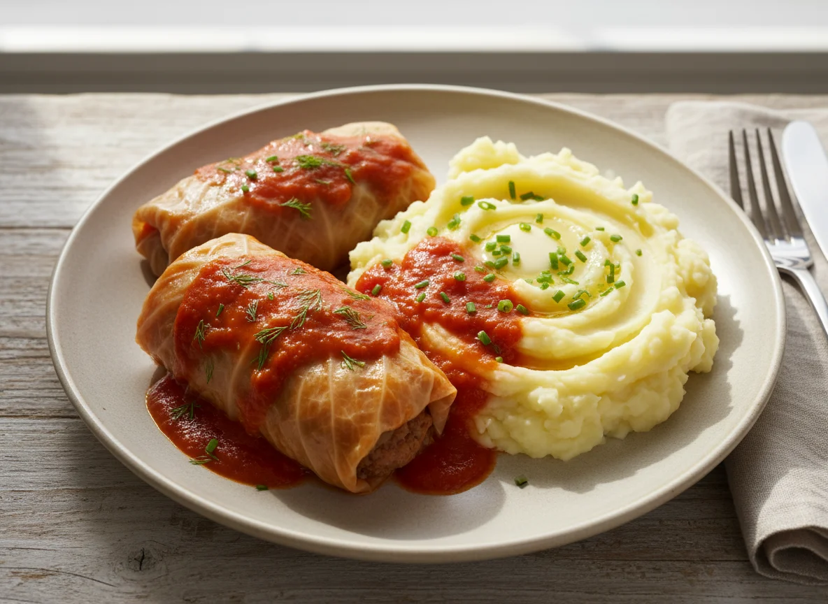 Голубцы с картофельным пюре photo