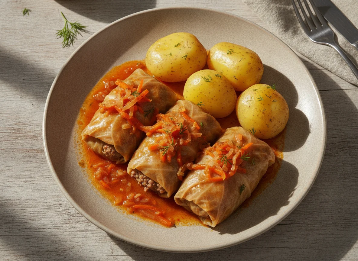 Голубцы с отварным картофелем photo